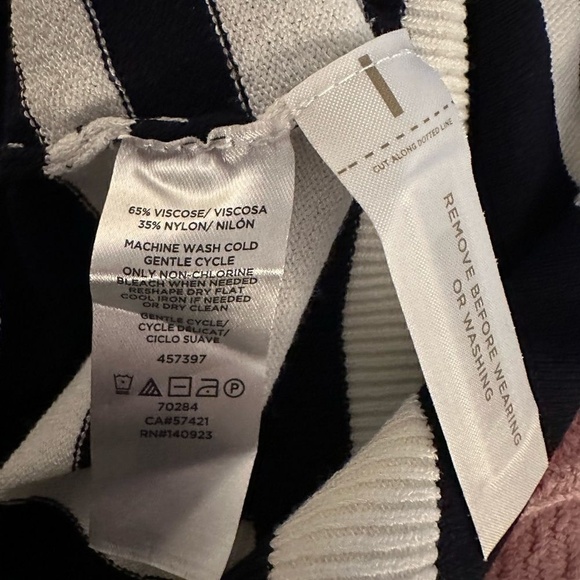 NWT Loft Black and white striped short sleeve knit top XXL - Picture 6 of 6